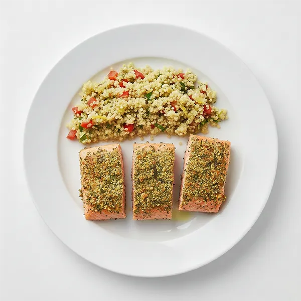 Herb-Crusted Baked Salmon with Lemon Quinoa Pilaf